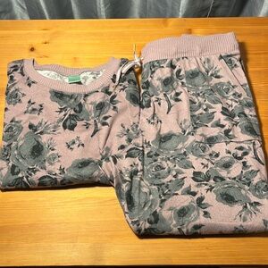 Honeydew purple flowers pajama set